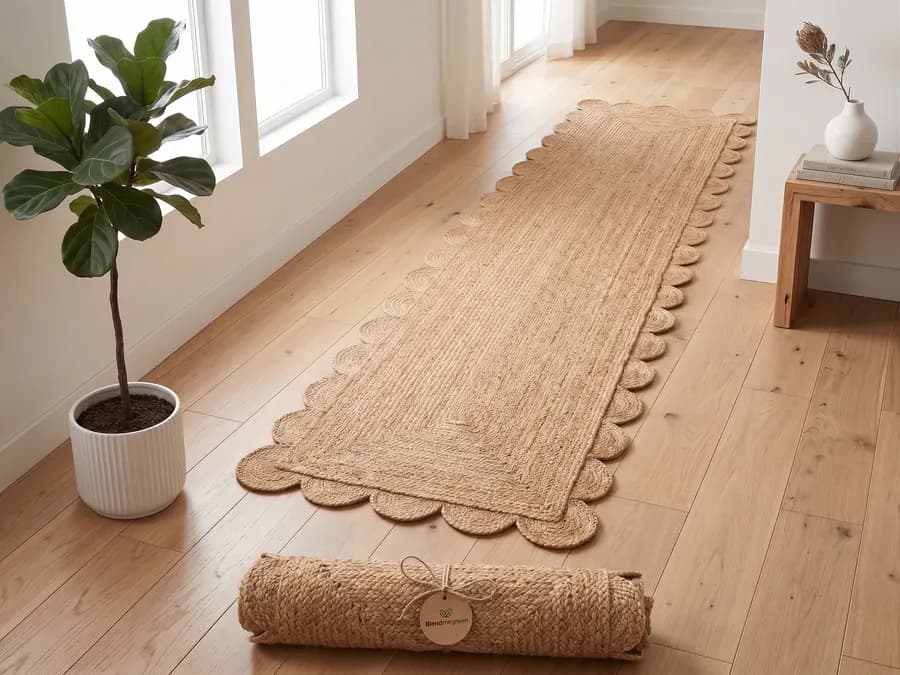 Hand-Braided Scalloped Natural Jute Runner