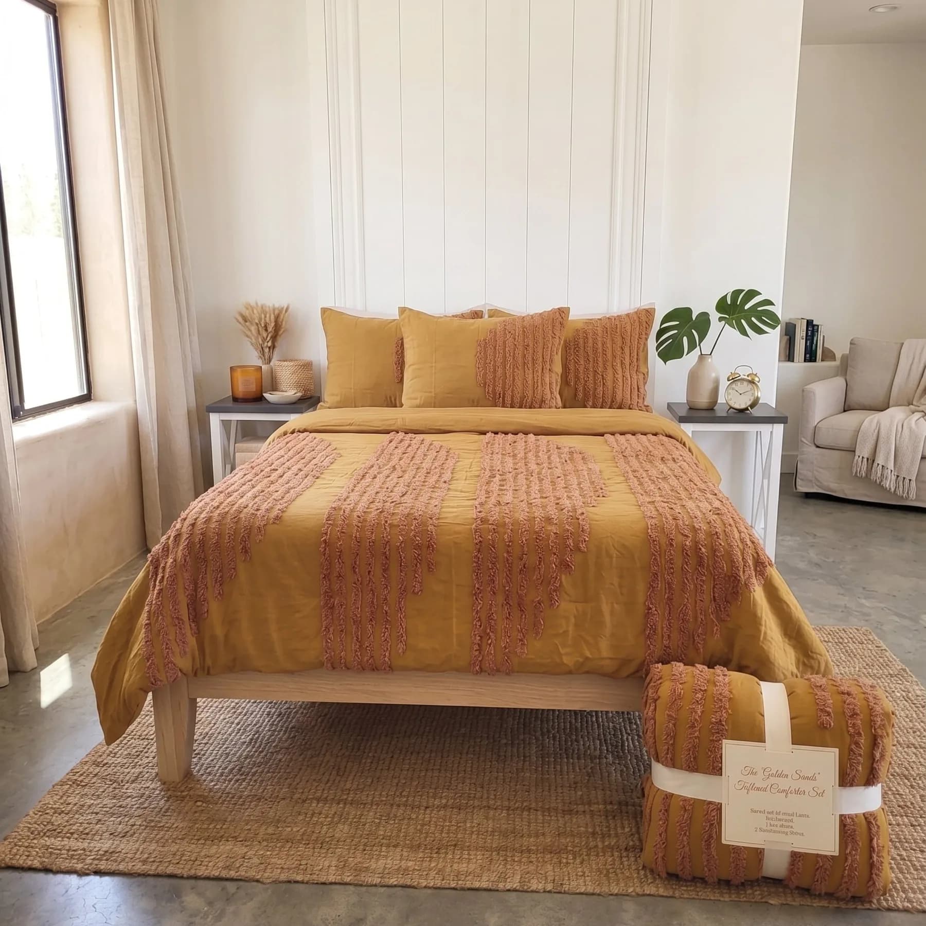 The Dune Tufted Flax Coverlet