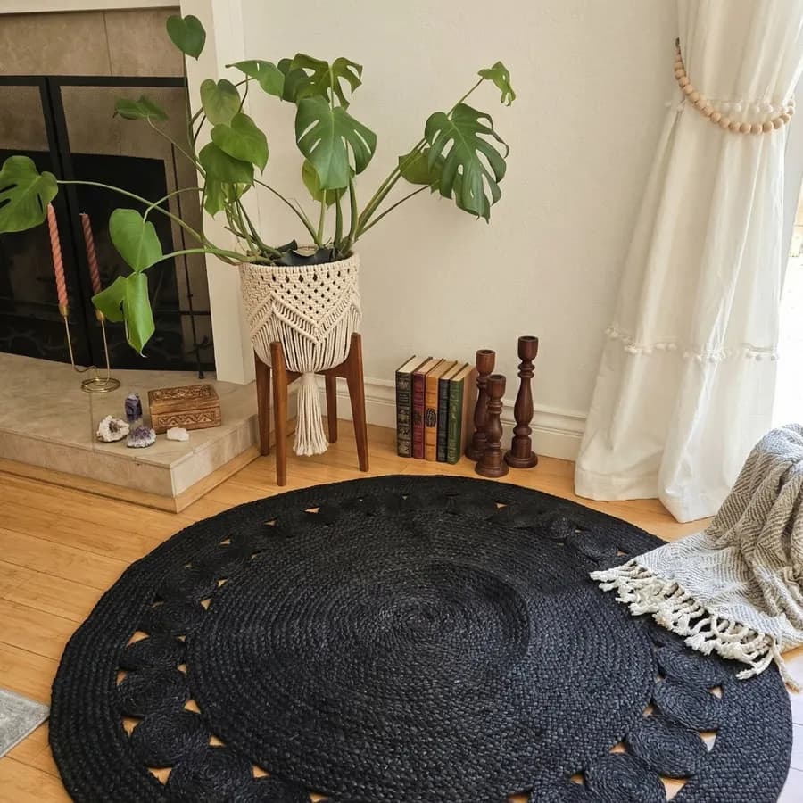 The "Ember & Earth" Scalloped Mandala Jute Rug