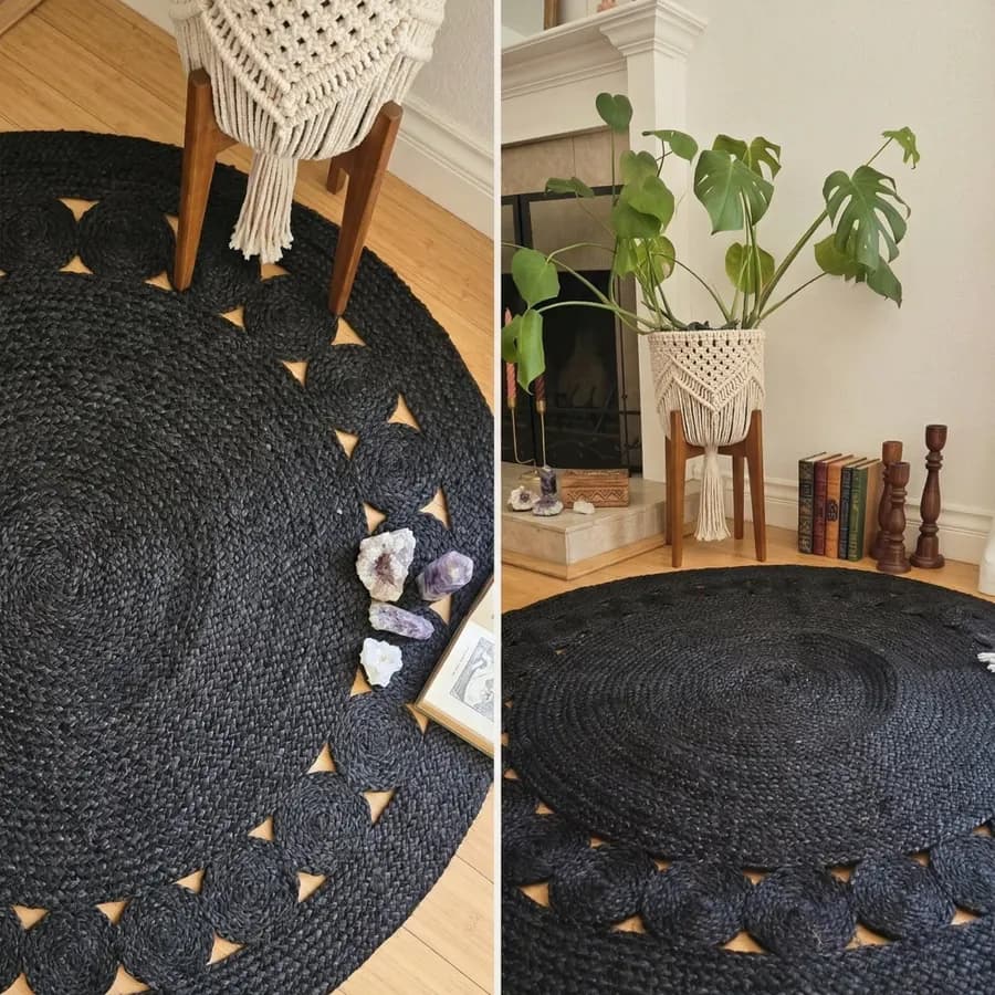 The "Ember & Earth" Scalloped Mandala Jute Rug