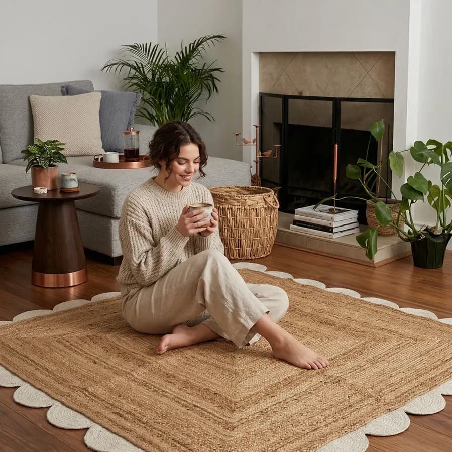 The "Flora & Earth" Layered Scallop Jute Rug