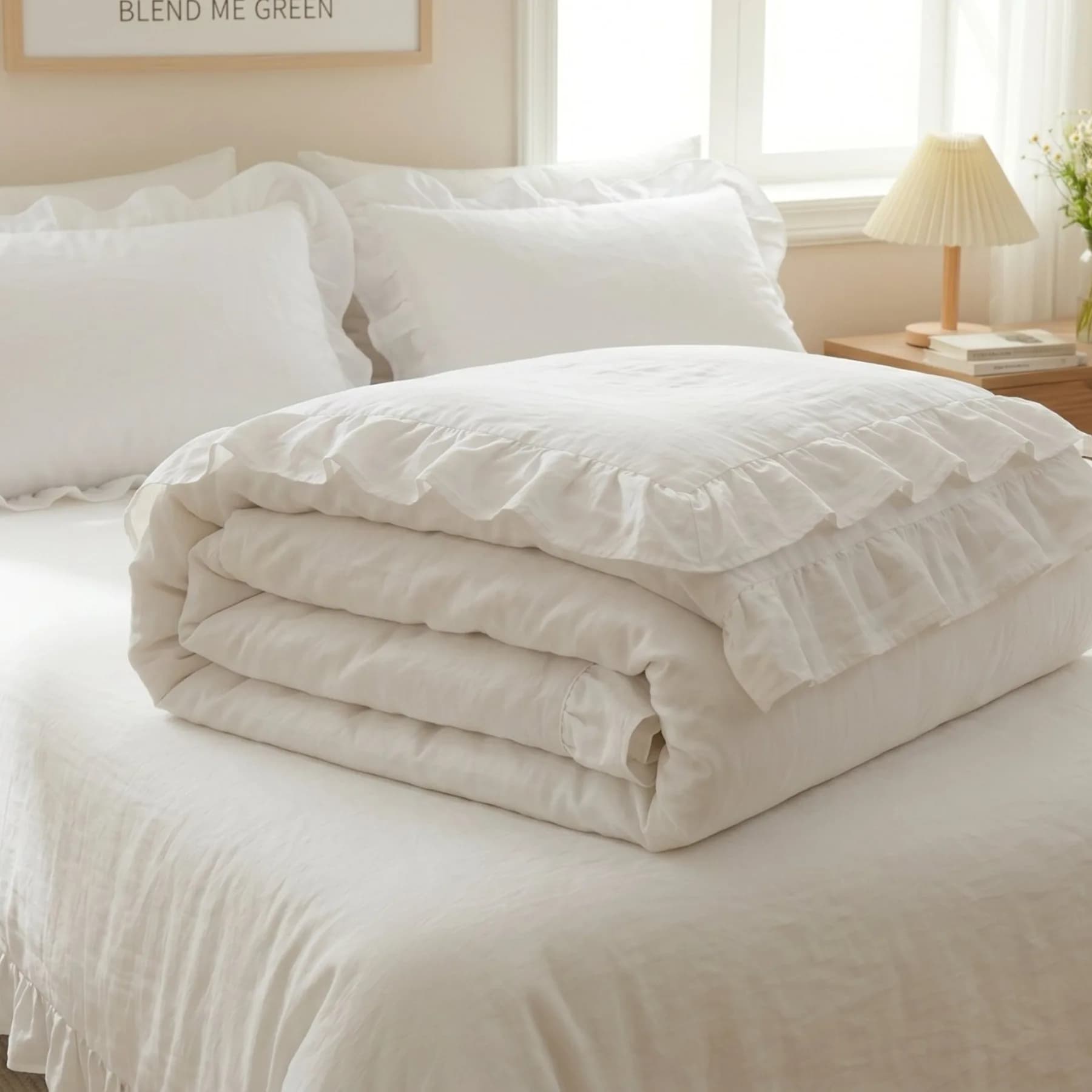 The Prana Reset: Pure White Ruffle Duvet in Organic Cotton